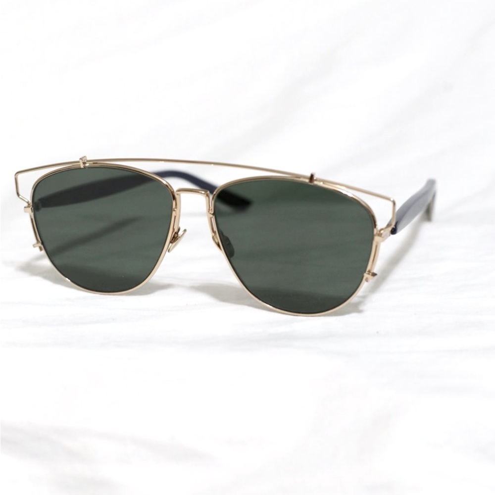 Dior Technologic Gold Sunglasses With Blue Accent